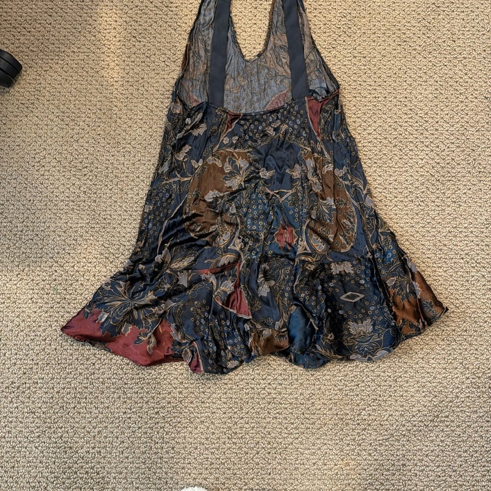 Free People Navy Blue & Burgundy  Halter Top - Picture 4 of 10